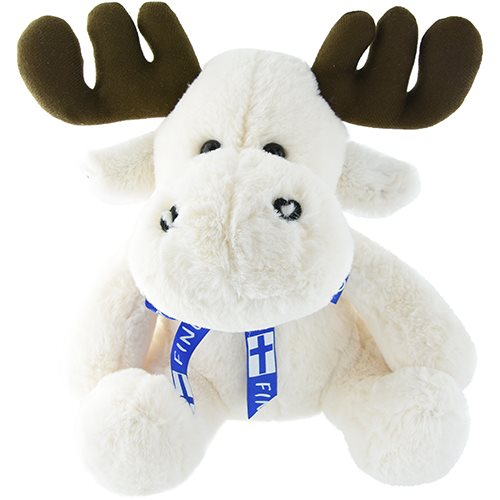 Älg, vit m. band Finland, 25cm