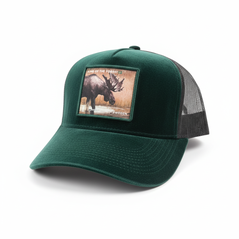 Keps FROST Sweden älg ,sammets truckerkeps, grön strl. 59