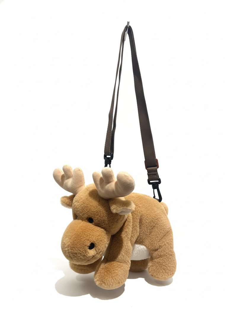 Axelväska, Älg, 27cm, plysch