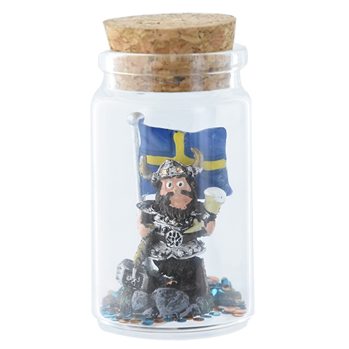 Viking i glasburk m. Sverigeflagga 6,5 cm