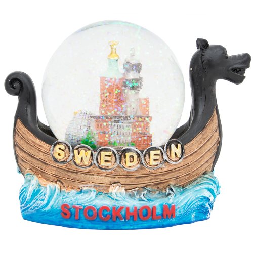 Vattenglob Stockholm i vikingaskepp 80 mm