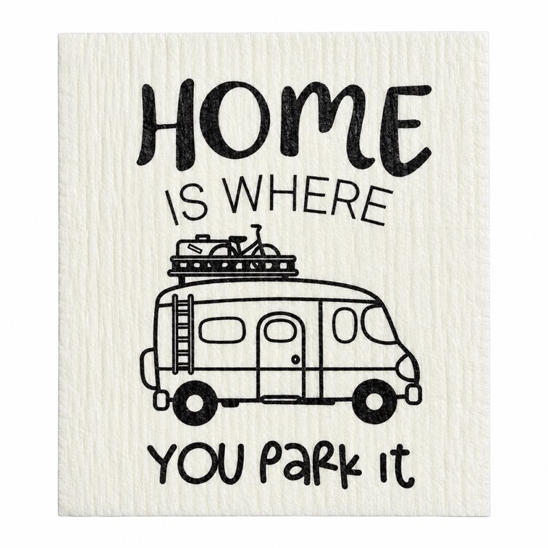 Disktrasa, Home is/Husbil, vit/svart text