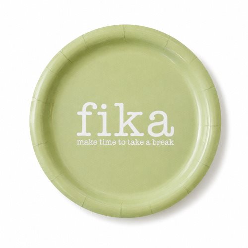 Glasunderlägg kant, Make time Fika, grön/vit text