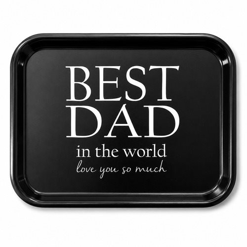 Bricka 27x20 cm, Best Dad, svart/vit text