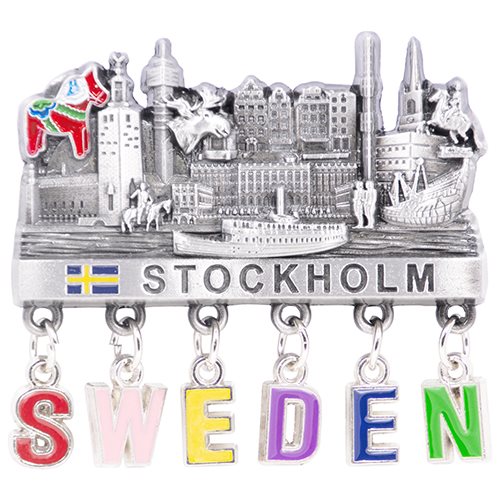 Magnet Stockholm m. berlocker Sweden, m. backing card