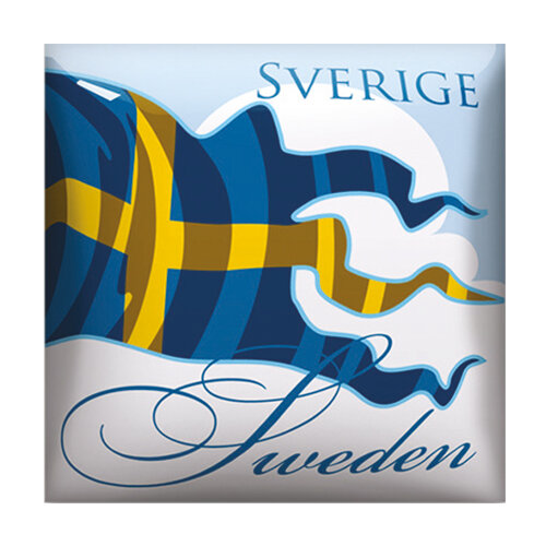 Magnet, sverigeflagga, glas 5x5cm