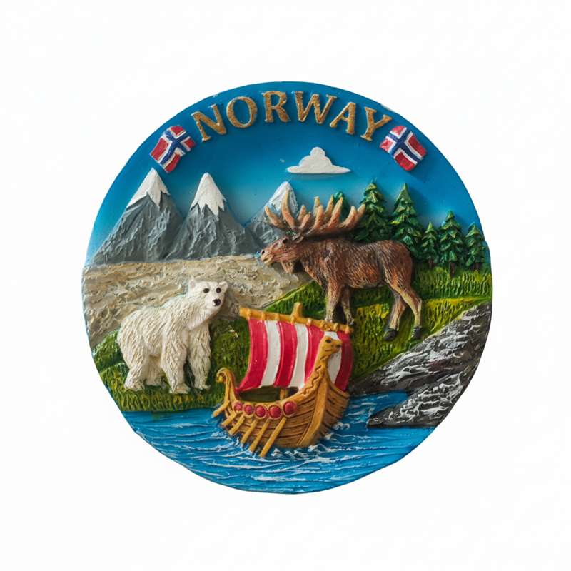 Magnet, Norge, rund, poly 60 mm