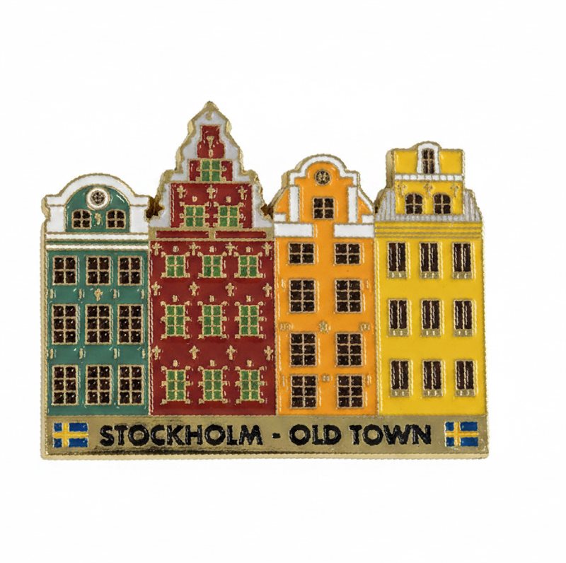 Magnet, Old Town, Stockholm, guld, 2,5 mm tjock, 60 mm bred