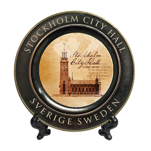 Tallrik, Stockholm City Hall, med stativ, 9,5cm
