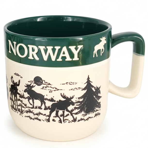 Mugg Älg Norway, tvåton mörkgrön 30 cl