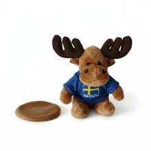 Älg med sverigetröja, shoulder buddy, 12 cm
