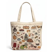 Väska m. dragkedja Swedish fika, m. bälg 46 x 42 cm