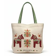 Väska m. dragkedja Dalahäst kurbits, m. bälg 46 x 42 cm