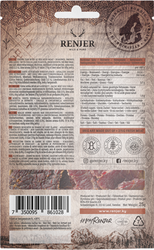 Jerky, torkat kronhjortkött m. chili/lime, 25g
